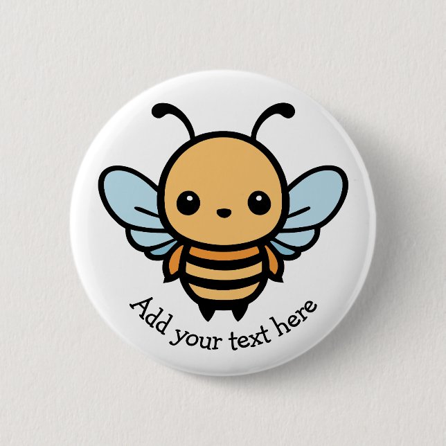 Cute Whimsical Cartoon Bee 2 Inch Round Button (Front)
