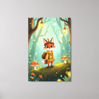 Cute Whimsical Cartoon Fox Canvas Print