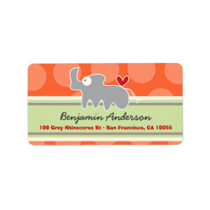 Cute Whimsical Cartoon Rhinoceros Address Labels