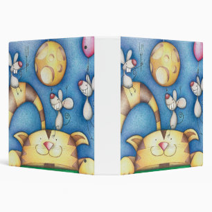 Cute Whimsical Cat and Mouse Moon Art Binder