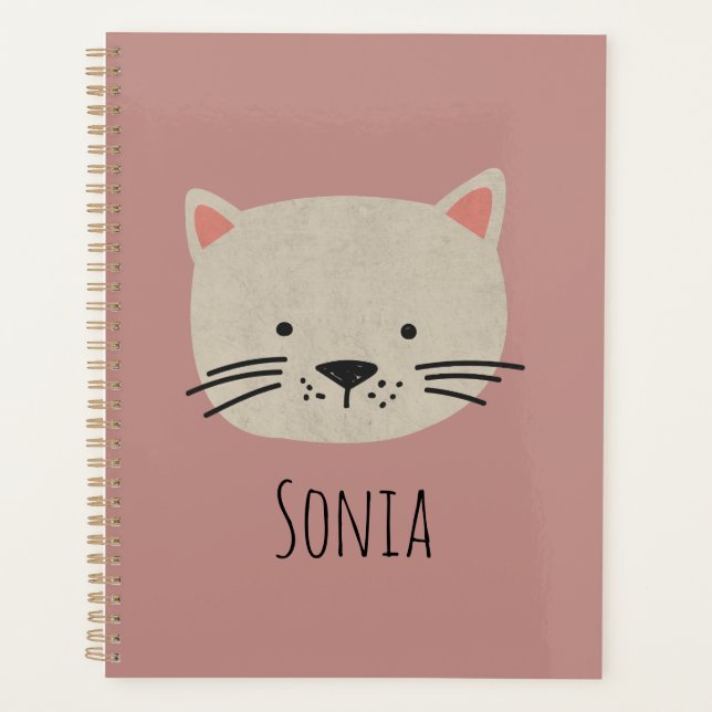 Cute Whimsical Cat Face Planner (Front)