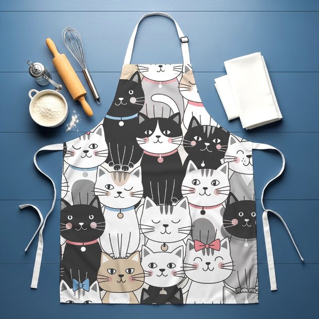 Cute Whimsical Cat Pattern Apron (Creator Uploaded)