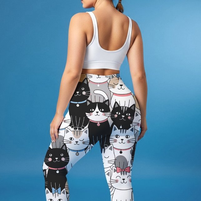 Cute Whimsical Cat Pattern Leggings (Creator Uploaded)
