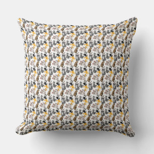 Cute Whimsical Cat Pattern Throw Pillow