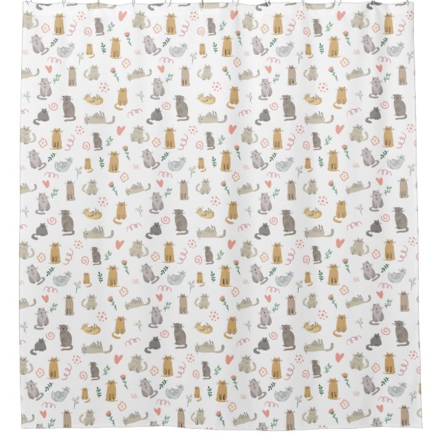 Cute Whimsical Cats Pattern Illustration (Front)