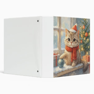 Cute Whimsical Christmas cat Binder