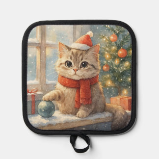 Cute Whimsical Christmas cat Pot Holder