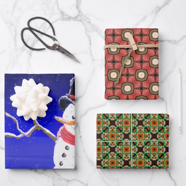 Cute Whimsical Christmas Holiday Wrap Wrapping Paper Sheet (Front)