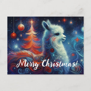 Cute Whimsical Christmas Llama Postcard