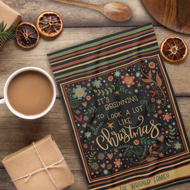 Cute Whimsical Christmas Quote Personalized  Kitchen Towel (Creator Uploaded)