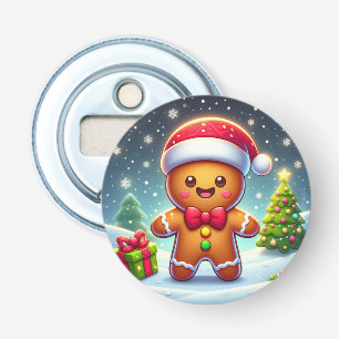 Cute Whimsical Christmas/winter gingerbread man Bottle Opener