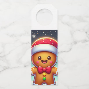 Cute Whimsical Christmas/winter gingerbread man Bottle Tag