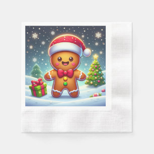 Cute Whimsical Christmas/winter gingerbread man Napkin