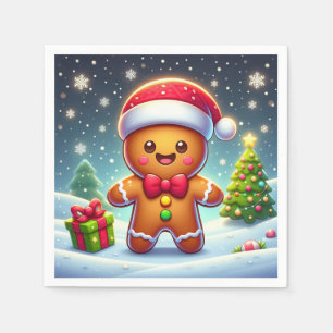Cute Whimsical Christmas/winter gingerbread man Napkin