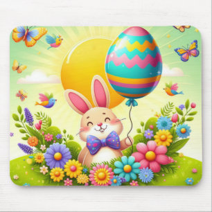 Cute, whimsical & colorful Easter bunny Mouse Pad