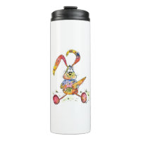 Cute Whimsical Colourful Bunny with Carrot