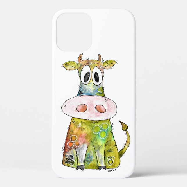 Cute Whimsical Colourful Cow Case-Mate iPhone Case (Back)