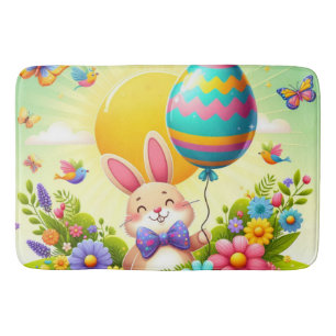 Cute, whimsical & colourful Easter bunny Bath Mat