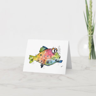 Cute Whimsical Colourful Fish Card