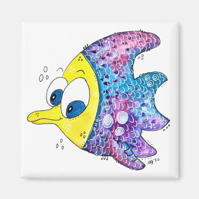 Cute Whimsical Colourful Fish Magnet (Front)