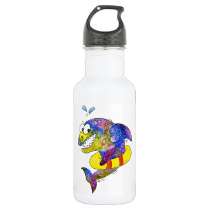Cute Whimsical Colourful Shark in Float 532 Ml Water Bottle