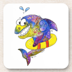 Cute Whimsical Colourful Shark in Float Coaster