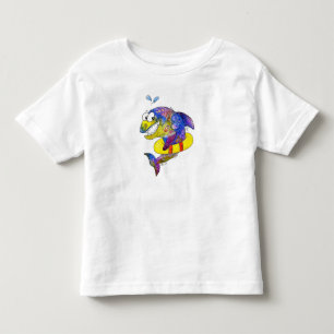 Cute Whimsical Colourful Shark in Float Toddler T-shirt