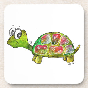 Cute Whimsical Colourful Turtle Coaster