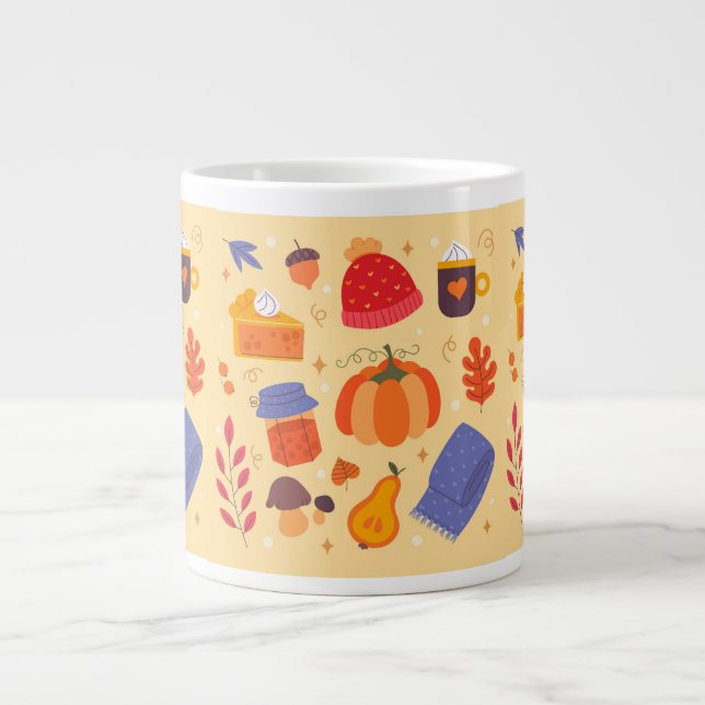 Cute Whimsical Cozy Fall Jumbo Coffee Mug (Front)
