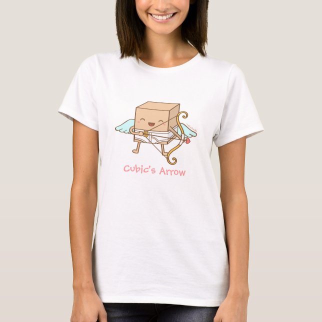 Cute Whimsical Cubic Cupid Arrow Funny Pun T-Shirt (Front)