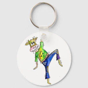 Cute Whimsical Dancing Cow Keychain