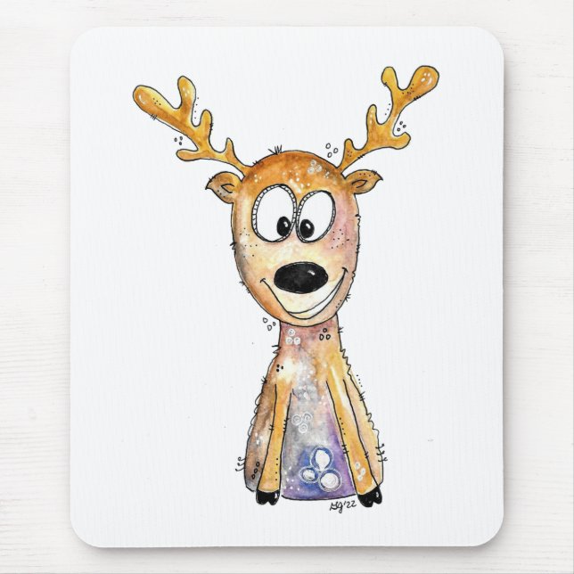 Cute Whimsical Deer Mouse Pad (Front)