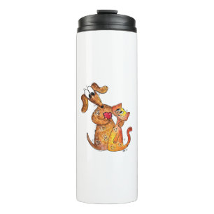 Cute Whimsical Dog and Cat Thermal Tumbler