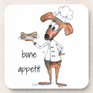 Cute Whimsical Dog Chef Coaster
