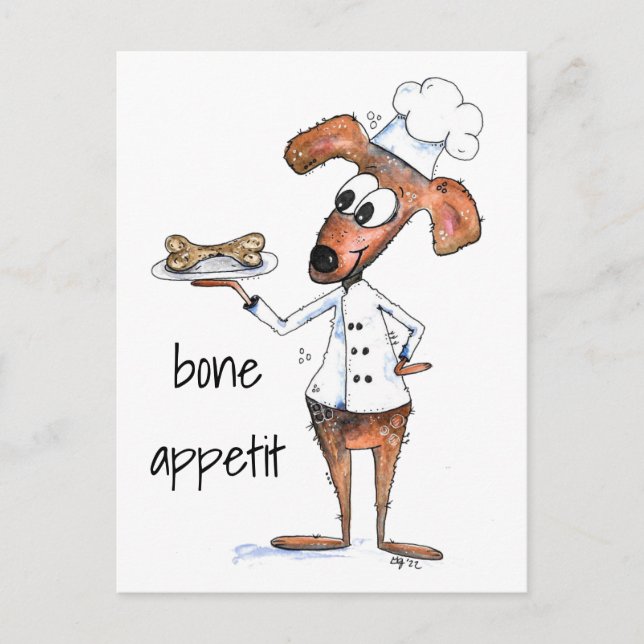 Cute Whimsical Dog Chef Postcard (Front)