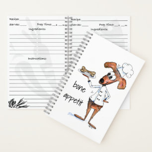 Cute Whimsical Dog Chef Recipe Notebook