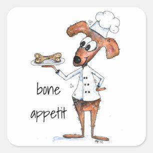 Cute Whimsical Dog Chef Square Sticker