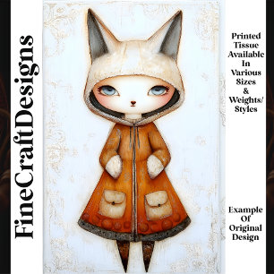 Cute Whimsical Doll Fox Inspired Togs M5 Decoupage Tissue Paper