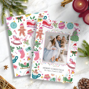 Cute Whimsical Doodles Christmas Holiday Card