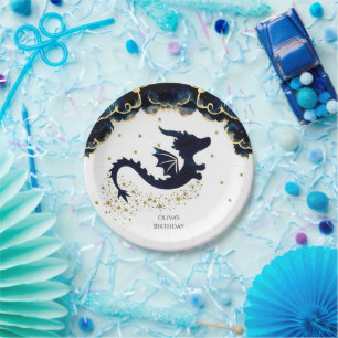 Cute Whimsical Dragon Birthday Paper Plate