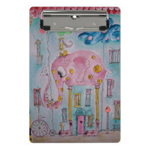 Cute Whimsical Elephant Illustration Mini Clipboard