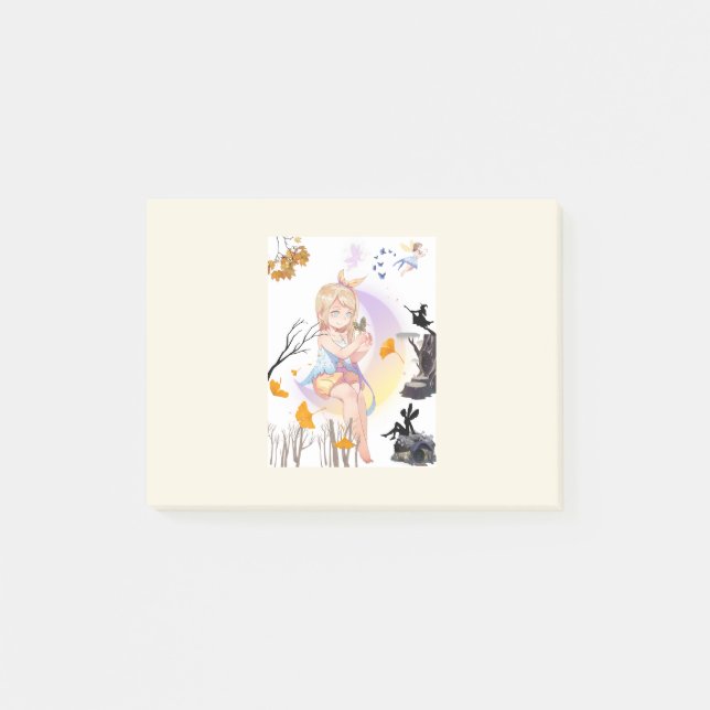 Cute Whimsical Fairy Girl Nature Post-it Notes (Front)