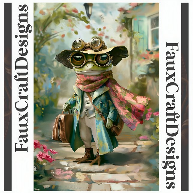 Cute Whimsical Fantasy Frog Decoupage Left 126 Tissue Paper (Creator Uploaded)