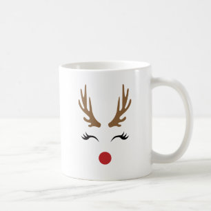 Cute Whimsical Festive Christmas Reindeer   Coffee Mug