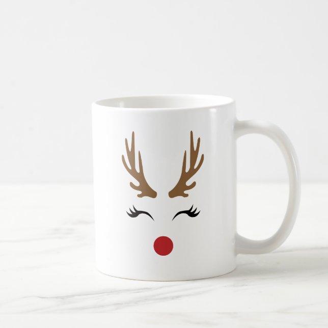 Cute Whimsical Festive Christmas Reindeer   Coffee Mug (Right)