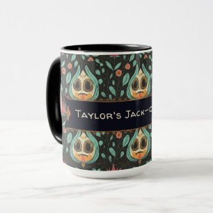 Cute Whimsical Floral Skull Custom Halloween Mug