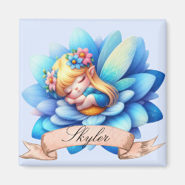 Cute Whimsical Floral Sweet Dreams Sleeping Fairy Magnet