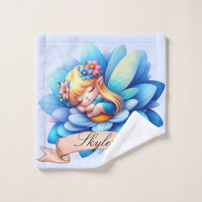 Cute Whimsical Floral Sweet Dreams Sleeping Fairy Wash Cloth (Wash Cloth)