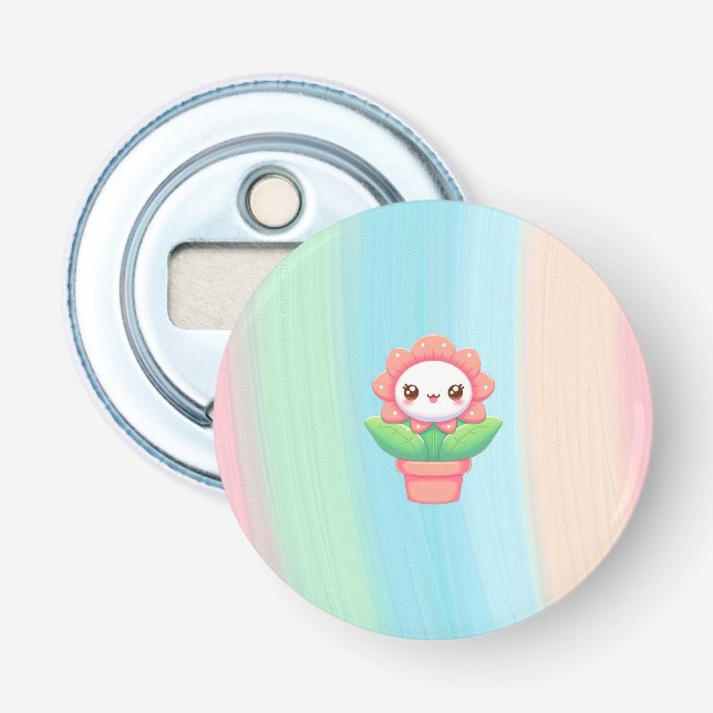 Cute, whimsical flower in pot bottle opener (Front)