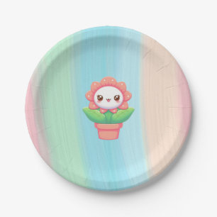 Cute, whimsical flower in pot paper plate